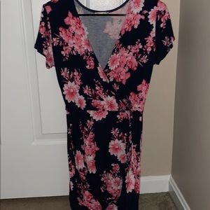 Navy and pink floral dress